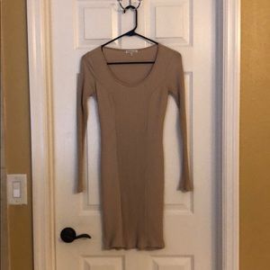 Tan long sleeve mini dress